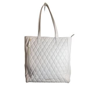 Vera Bradley Leah Quilted Leather Tote Bag Cloud Gray Light Blue Shoulder Bag